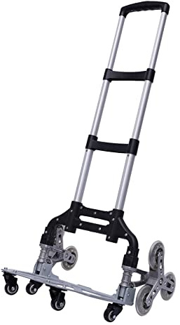 Vikbar trappkärra 6 hjul trappklättrare aluminium säckkärra staplingskärra vagn transportkärra trappvagn med elastiskt rep, universella hjul