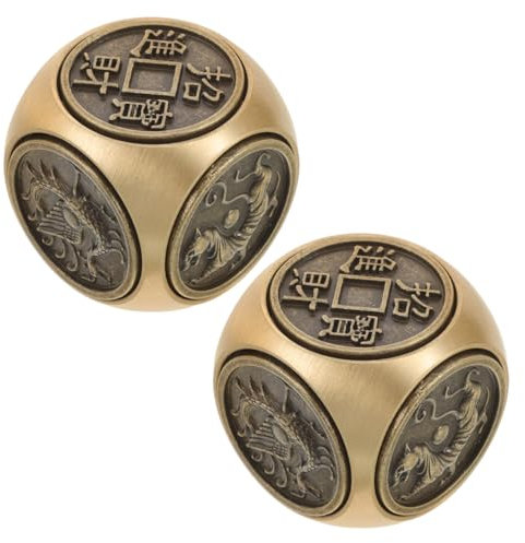 HAWILLOSCH 2pcs Brass Handball Metal Rotate Dice Vintage Style Dice Cool Desk Toy Enhance Hand Strength for Role Play