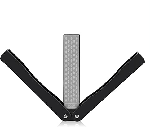GYZOUKA Folding Double Sided Sharpening Stone Tool 400 600 Grit Knife Sharpener Stone Whetstone for Outdoor Camping Garden Kitchen (Black)