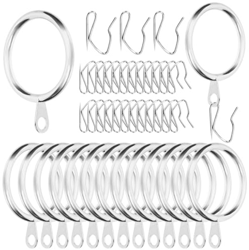 Swpeet 60 pezzi 43 mm/1,7 pollici diametro interno Sliver anello di tenda in metallo con pin-on Drapery Ganci Kit di assortimento, Drape Scorrevole Eyelet Anello in metallo, per finestra porta tenda