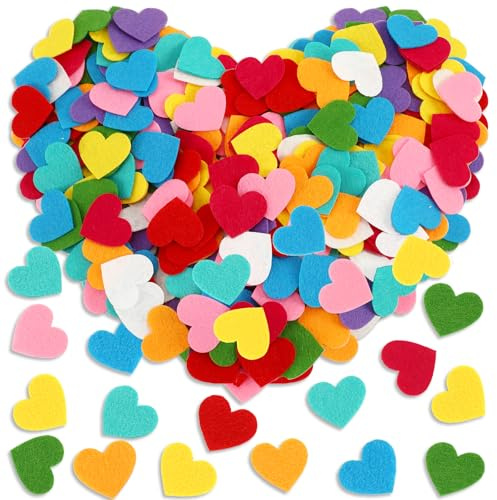 SEPGLITTER Valentine's Day Felt Hearts,300Pcs Felt Colorful Heart Shapes Decorative Confetti for Valentine's Day Crafts Wedding Ornaments