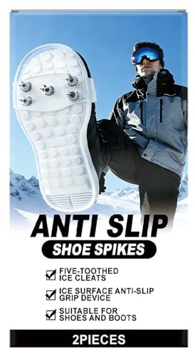 Crampons pour Chaussures,2 Pièces Antidérapants Portables avec 5 Dents | Crampons de Traction pour Bottes sur Neige - pour Randonnée Escalade Pêche Alpinisme