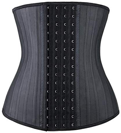 YIANNA Waist Trainer for Women Tummy Control Latex Underbust Waist Corsets Cincher Hourglass Sports Girdle Body Shaper 4 Hooks, (Size M, Black)