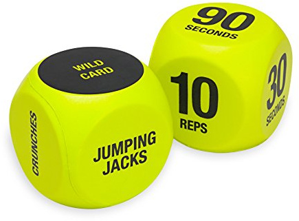 SPRI Exercise Dice (6-Sided) - Game for Group Fitness & Exercise Classes - Includes Push Ups, Squats, Lunges, Jumping Jacks, Crunches & Wildcard (Includes Carrying Bag)