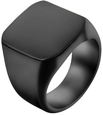 OIDEA Anello Biker Uomo Fidanzamento promessa Acciaio Inossidabile lucidato Nero 25