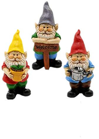 MUAMAX Miniature Garden Gnomes Set of 3 Fairy Gardens Gnome Figurines Fairy Garden Accessories Small Gnome Mini Gnomes Set Outdoor Miniature Garden Ornaments