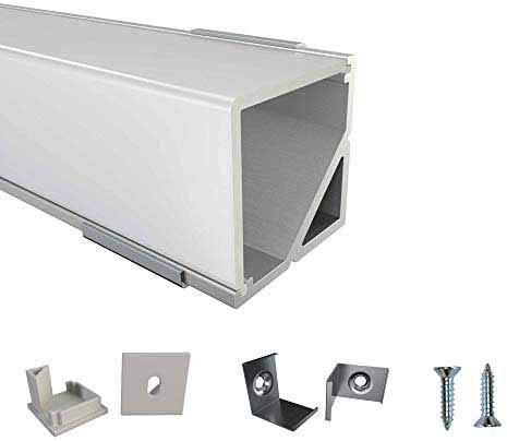 Rabando 5er Pack LED Alu Profile Eckprofil E90 für 12mm LED-Streifen mit einklickbarer Abdeckung Opal - 5 m