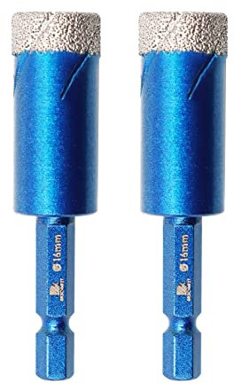 BRSCHNITT 16mm Diamond Hole Saw Drill Bit - 2pcs/pack, Hex Shank Dry Drilling Diamond Core Drill Bit Set for Porcelain, Ceramic, Stone, Granite, Marble