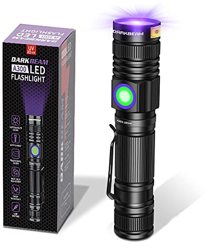 DARKBEAM UV 395nm Flashlight USB Rechargeable, Wood's lamp Black Light, Handheld Ultraviolet LED Portable with Clip, Resin Curing/Spot Scorpions/Fluorescer/Detector for Pet Dog Urine