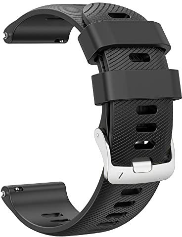 ANBEST 22mm Armband für Garmin Vivoactive 4/Forerunner 255/265/Venu 2, 22mm Silikon Quick Release Armband Kompatibel mit Gear S3/Huawei Watch GT Ersatzarmband, Schwarz