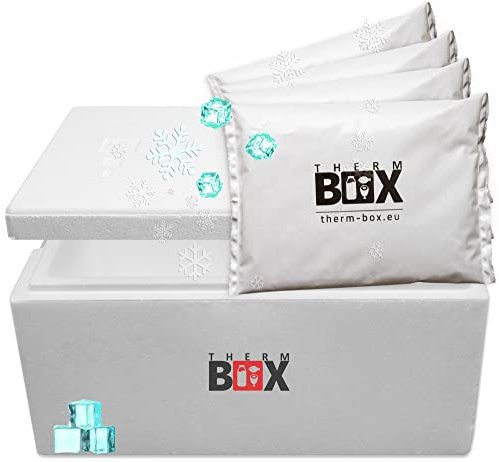 THERM BOX Modularbox 31M mit 4X Kühlakku für Kühlbox 31L Innen: 49x30x20cm Transportbox Thermobehälter Wiederverwendbar