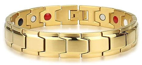 AMZLORD 1er Ultrastarkes Titan Magnetarmband für Damen Männer, Antistatischer Magnet Armbänder Gewichtsverlust Armband, Titanstahl Magnetisches Titan Armband Anti-Ermüdungsband (Gold)