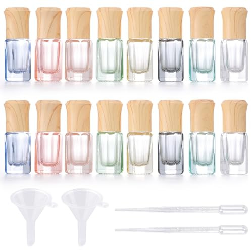 Vegena Vakuumrulle för eteriska oljor, 16 st 6 ml Roll-On flaskor, påfyllningsbara glasflaskor, flaskor tomma aromaterapi injektionsflaskor