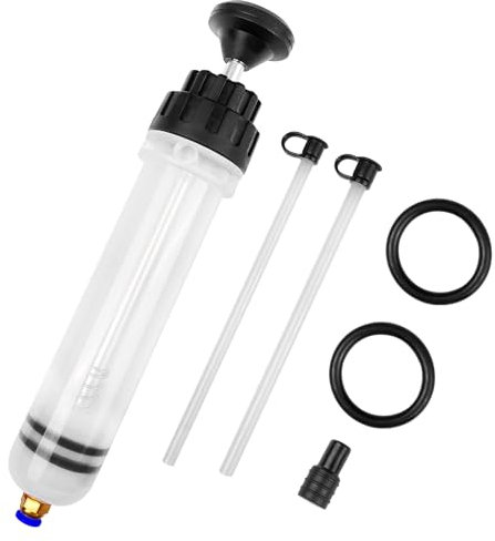 Frevoitna 200CC Ölabsaugpumpe für Motor, Handpumpe für Bremsflüssigkeit Getriebeöle, Getriebeöl Pumpe, Große Ölspritze, Ölpumpe Handpumpe, Absaugspritze mit 2 Schlauch und EIN Paar Ersatzgummiringe