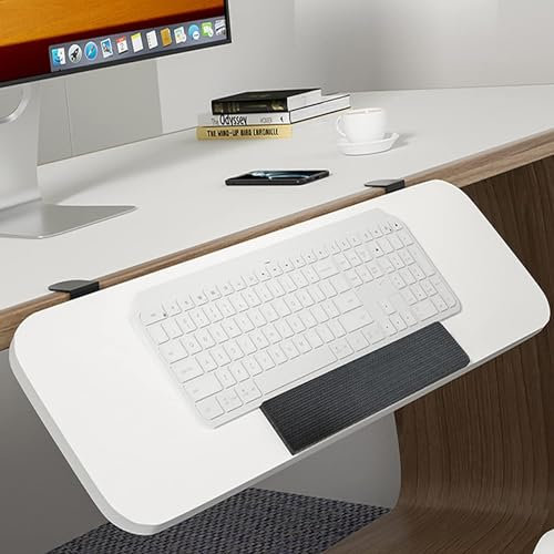 Ergonomic Desk Extender Tray Clamp, Adjustable Angle Desk Extender Tray, Foldable Widen and Lengthen Computer Support Stand, Easy Install Keyboard Stand for Office (Color : A, Size : 80 * 24cm)