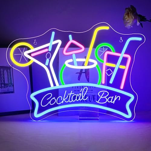 ineonlife Insegna Neon Bar Scritta Led, Decorazione Parete, Insegne Luminose per Bar, Pub, Club, Stanza, Party, 15 cm x 59 pollici, Moderno, Divertimento e Notte