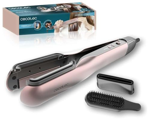 Cecotec ForceDry Black Essential Air Lisse 2 in 1 - Piastra per capelli 1000 W, flusso d'aria 19,7 m/s, 2 testine magnetiche, anti-crespo, funzione al plasma, motore brushless, 4 temperature, 2