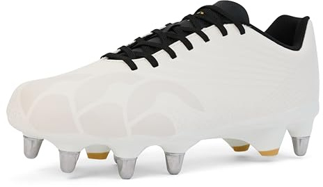 Canterbury Chaussures de Rugby Unisexes estampillées Groundbreak TeamRugby, Blanc, 6/7 UK