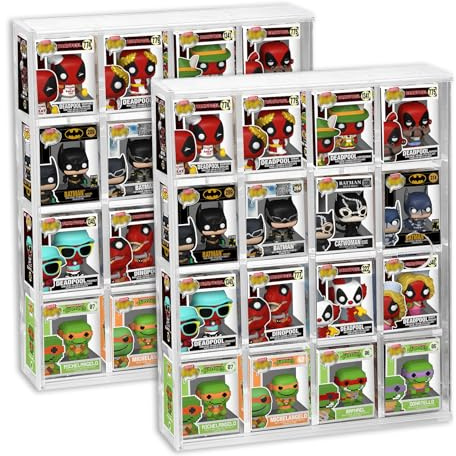 Acryl-Vitrine für Funko Bitty Pop, 4-stöckig, transparent, zur Wandmontage oder Schreibtisch, staubdicht, Mini-Sammelfiguren, Regal, 2 Stück