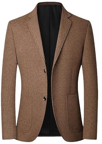 HUIANGLIYG Blazer da Uomo A Quadri Slim Fit con Revers A Lancia, Giacca da Lavoro, Due Bottoni, Casual, Sportivo, con Tasche, Giacca da Smoking Vintage Pied De Poule, Marrone Scuro XL