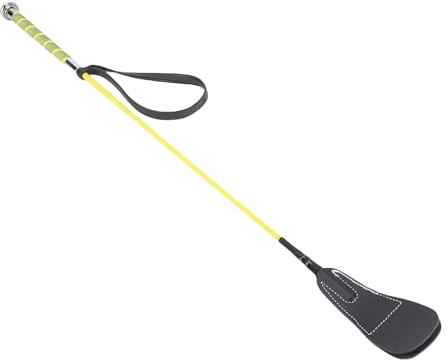 SUNGOOYUE Fusta para Montar, 68 Cm, Correa de Muñeca de Goma con Agarre Antideslizante, Látigo de Fibra de PC para Caballo con Punta de Cuero para Entrenamiento Ecuestre y Saltos, (Yellow)