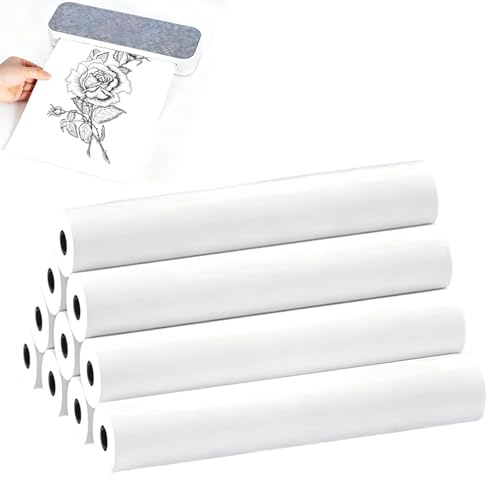 10 Roll A4 Thermal Paper Rolls, 210x297mm Thermal Printer Paper White High Definition Thermal Paper Roll Compatible with Portable Thermal Printers for Travel Home Office