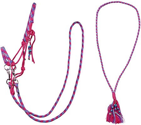 QHP Knotenhalfter Kombi Liberty Set aus Knotenhalfter mit ABN. Zügeln + Halsseil (Vollblut, Fuchsia)