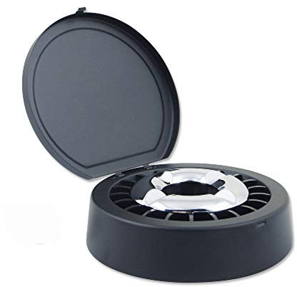 Aschenbecher mit Glutkillerkranz und Deckel Metall schwarz