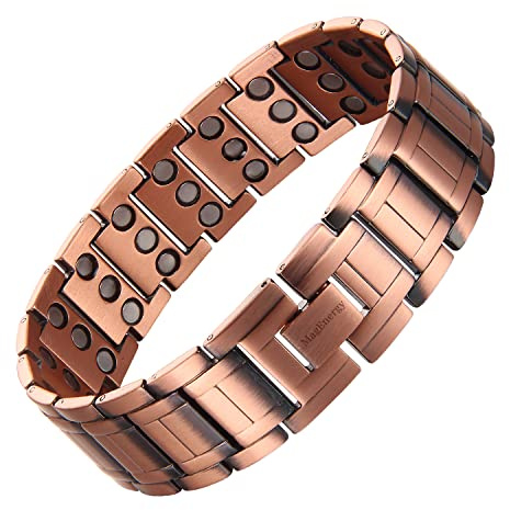 MagEnergy Copper Bracelet for Men, 3-Row Magnet Design, Ultra Strength Magnetic Bracelet 99.99% Pure Copper Wristband Adjustable Jewelry Gift with Sizing Tool