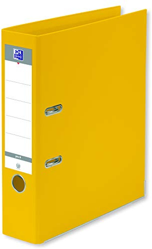 OXFORD Classeur à Levier Smart Pro+ A4XL Dos 80mm 2 Anneaux Couverture Polypro Rembordée Jaune