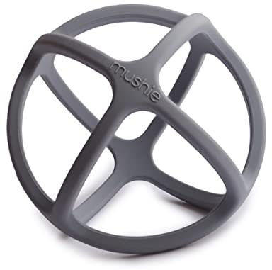 Mushie Anillos de Dentición para Bebés con Diseño de Pelota | Juguetes para Bebés de Silicona | Accesorios para Niños | Material Durable | Dove Grey