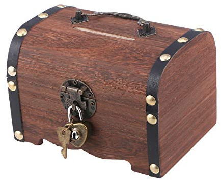 Small Wooden Treasure Chest Boxes Retro Treasure Chest Storage Box with Lock& Keys Bank Box Birthday