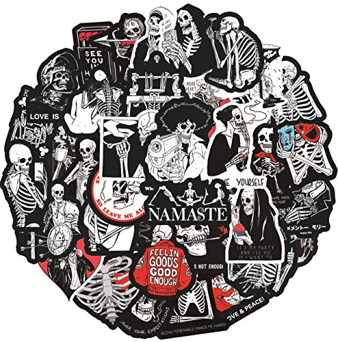 Juego de 50 pegatinas vintage de graffiti Cool para monopatín, casco, maleta, portátil, bicicleta, scrapbook motocicleta, coche, resistente al agua, color negro, blanco y rojo