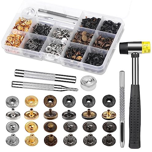 120 Ensembles De Boutons-Pression, En Cuir Avec Marteau En Caoutchouc, En Métal De 10 Mm Avec Outils De Réglage Complets, Boutons-Pression En Cuir 6 Couleurs