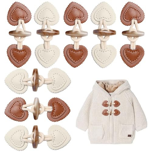 8 Stück Knebelknöpfe Knebelverschluss Knebelknöpfe Kinder Dufflecoat Verschluss Beige und Braune Lederknöpfe für Jacke Pullover Mantel Kinderkleidung Mantel Oder Andere Handgefertigte DIY -Kleidung
