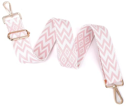 Correa Bolso De 3,8cm De Ancho, Ajustable Repuesto Correa Bolso Bandolera para Mujer y Hombre，Correa de Hombro para Bolsos Billeteras, Bolsos de Computadora,Rosa/Blanco（80-140cm）