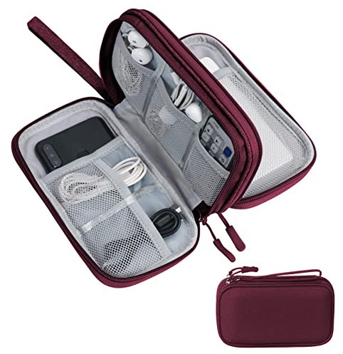 Skycase kabeltasche organizer,kabel organizer tasche,kabeltasche organizer klein,Tragbare Kabelorganizer,Doppelte Kabel Tasche für Elektronische Accessoires USB Powerbank SD-Karte,Rot