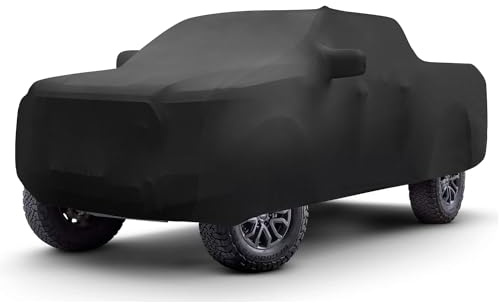 TECTICO Housse Voiture Pickup Intérieur Bâche Voiture Élastique Respirant Stretch Souple Complète Protection Universel pour Garage Indoor Auto Show, Noir