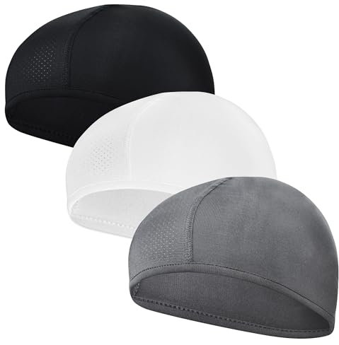 YMIFEEY 3 Stück Unterziehmütze Fahrradhelm Sommer Herren Schweißableitend - Leichte Helmmütze Dünn Fahrrad Unterhelm Mütze Kappe Radmütze Sonnenschutz Laufmütze für Radfahren (3 Farben)