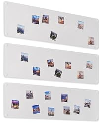 STALFORM 3 x Metal Tableau Magnétique Mural Blanc 80x22 cm, Plaque Aimanté, Acier Inoxydable, Cuisine, Bureau, Chambre D'enfant, pour Lettres Magnétiques, Chiffres, Notes, Photos