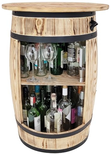 weeco Fackbar med ståbord och flaskställ – bordsbar – vinskåp minibar med lock – barskåp – retro dekoration barhylla – trumsmöbler – tabell 80 x 50 cm