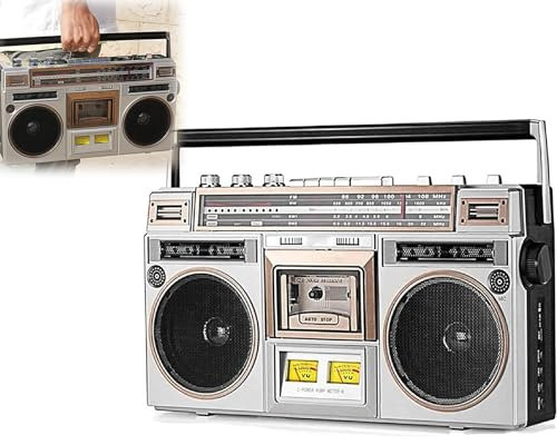 Boombox cassette rétro style années 80 avec lecteur de cassettes CD, radio FM et Dab+ – Parfait pour les familles, les écoles et les restaurants vintage