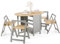 VonHaus Foldable Table and Chairs Set 4 - Grey Dining Room Set with Drop Leaf Table & Folding Chairs - Fold Away Butterfly Dining with Chair Storage - Two-Tone Space Saving Design - Firbeck