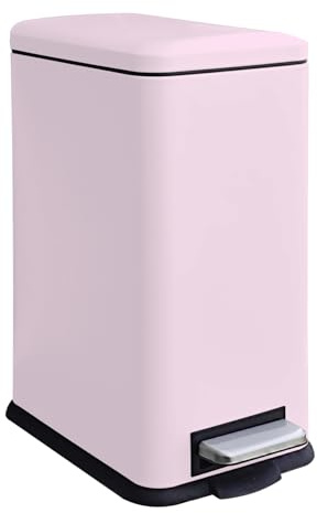 JM.YIPENG 17L Mülleimer Abfalleimer Tretmülleimer mit Deckel und Fußpedal mit Inneneimer, Rechteckig Treteimer für Wohnzimmer, Büro, Rosa