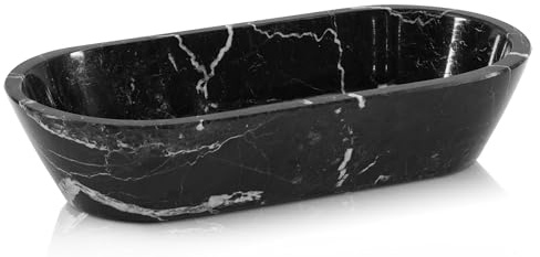 Radicaln - Marble Bowls for Decor 10 Inch Black Handmade Kitchen Table Decor Ideal Oval Bowl Candle Bowl and Candy Bowl for Entryway Table