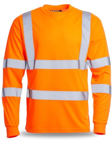 Blackrock Warnschutz-Langarm-T-Shirt, Schienen-Orange, Arbeits- und Sicherheitskleidung, hohe Sichtbarkeit, Arbeitsoberteile, Kleidung, PSA-Arbeitskleidung, Vogelaugen-Polyester, atmungsaktiv, Klasse
