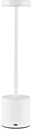 Jandei - Lámpara de mesa LED de metal, Táctil, Recargable, 3 tonos de luz regulable 2000mAh, Sin Cable. Perfecta para Salón, Dormitorio, Oficina, Escritorio, cenas al aire libre, eventos (Blanco)