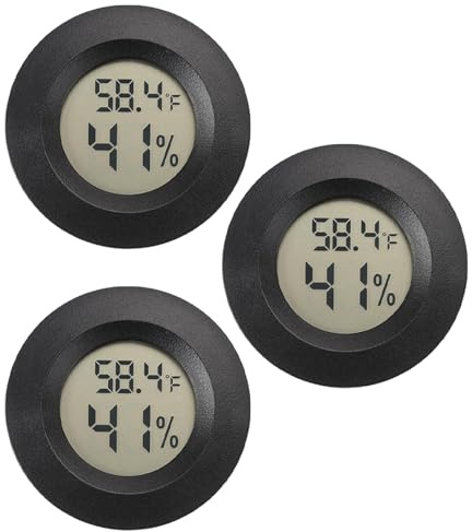 3 Pack Mini Round Hygrometer Thermometer, Digital Humidity Meter Monitor Gauge, Humidity Meter Temperature Gauge for Home Office Greenhouse Babyroom Humidor Reptile Incubator