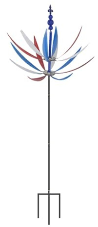 Large Outdoor Metal Wind Sculptures for Gardens and Terraces - Unique Decorative Art for Independence Day Celebrations and Courtyard Decoration (Blue, 100X28. 5X28. 5CM)