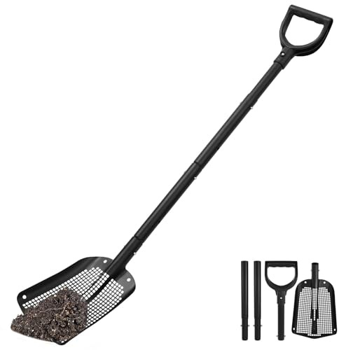 Silskyffel aluminiumlegering spade bredd 20 cm med silhål 59–118 cm justerbart handtag lång robust korrosionsbeständig för strandskattjakt familj lada hönshus